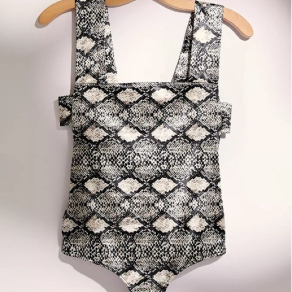 Free People Intimately oh she’s strappy satin snakeskin bodysuit